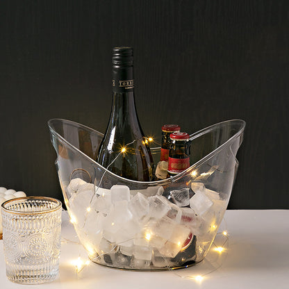 2PCS Transparent 3.5L Ice Bucket Large Capacity Wine Beer Cooler Picnic Basket