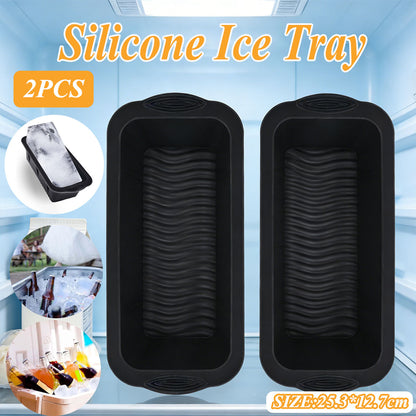 2PCS Reusable Silicone Ice Blocks Large Cube Tray for Drinks and Cocktails AU