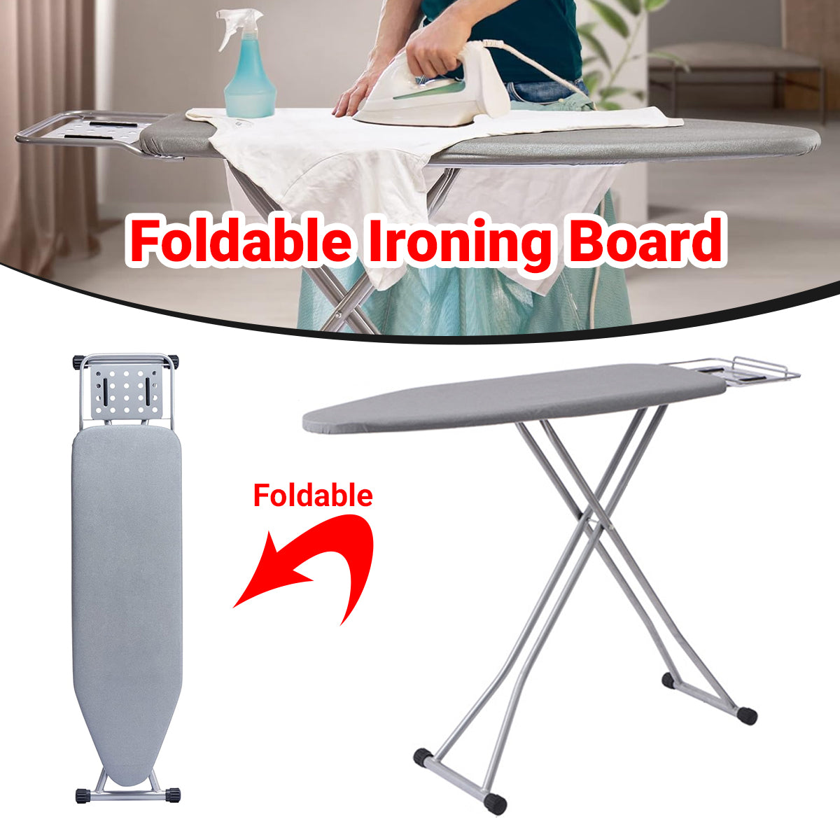 Foldable Ironing Board Portable Laundry Iron Table for Home and Hotel