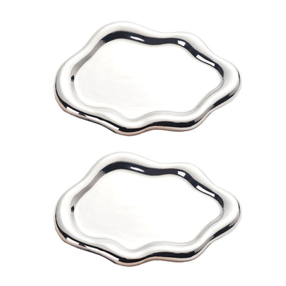 2PCS  Luxury Ceramic Jewelry Display Tray Organizer Plate Storage Large Decor AU