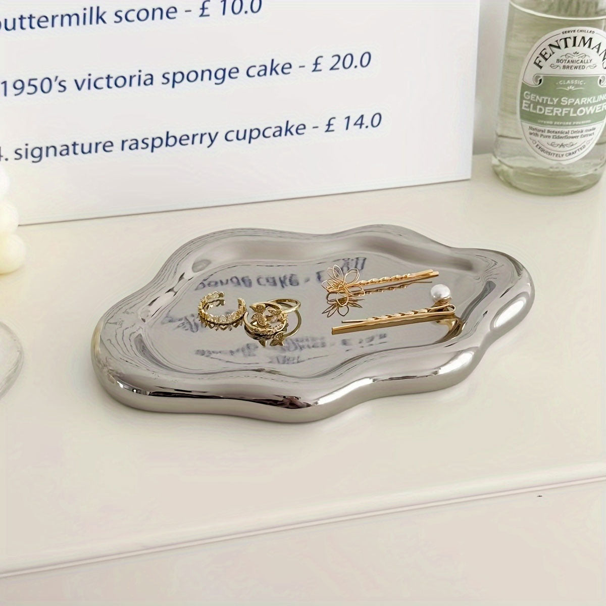 2PCS  Luxury Ceramic Jewelry Display Tray Organizer Plate Storage Large Decor AU