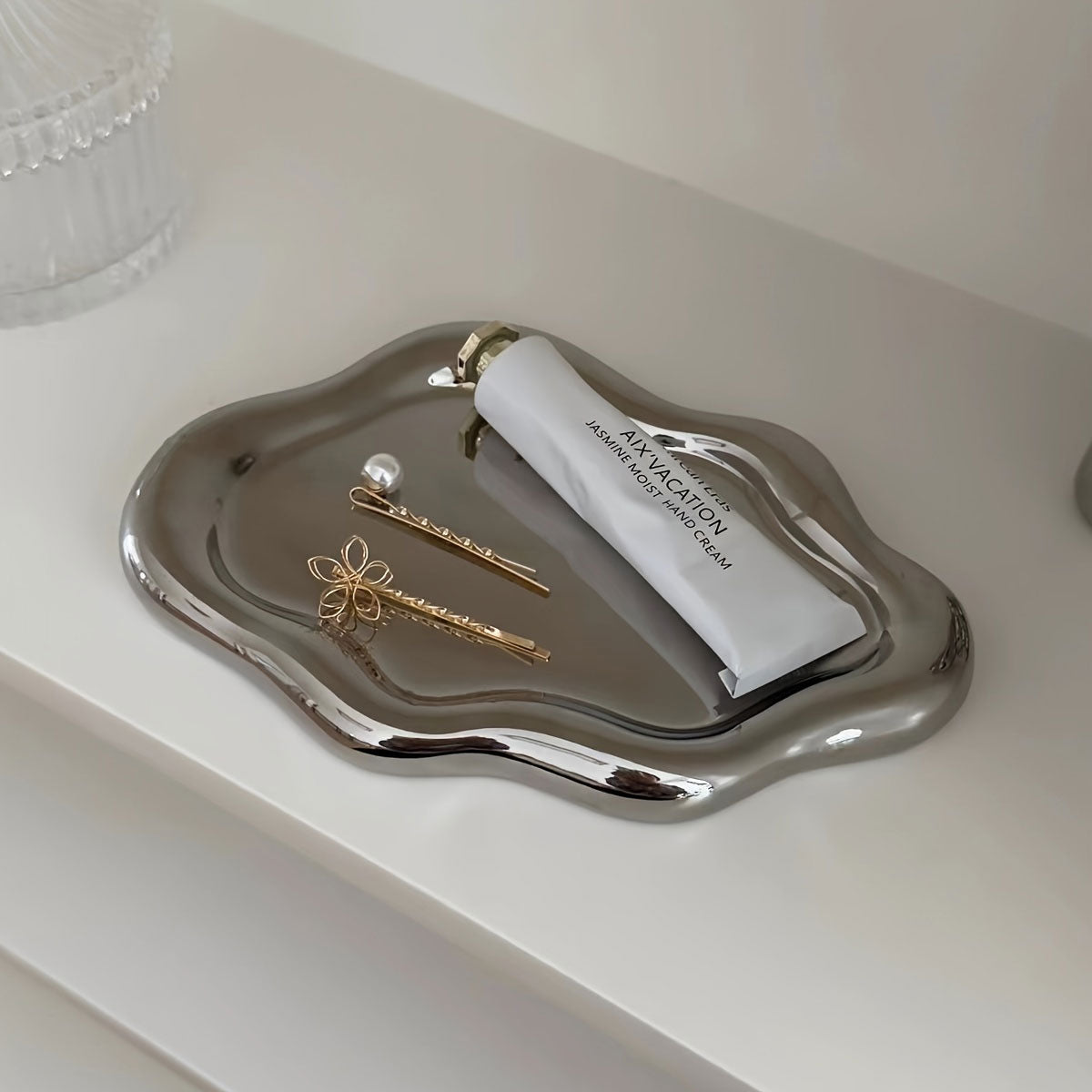 2PCS  Luxury Ceramic Jewelry Display Tray Organizer Plate Storage Large Decor AU