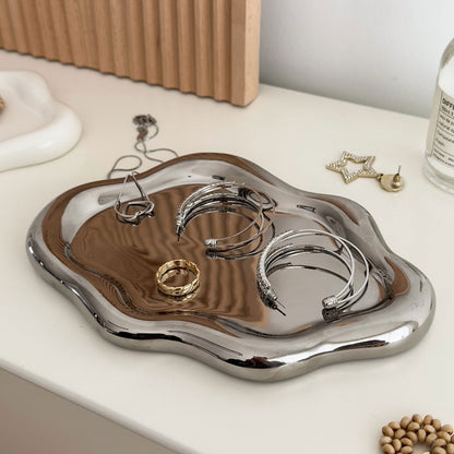 2PCS  Luxury Ceramic Jewelry Display Tray Organizer Plate Storage Large Decor AU