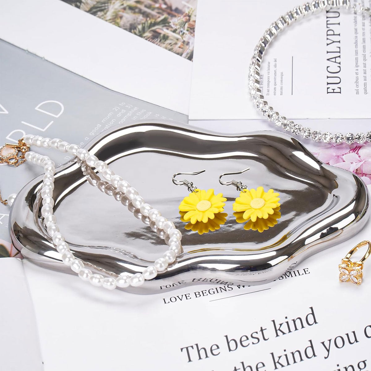 2PCS  Luxury Ceramic Jewelry Display Tray Organizer Plate Storage Large Decor AU