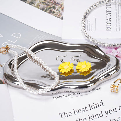 2PCS  Luxury Ceramic Jewelry Display Tray Organizer Plate Storage Large Decor AU