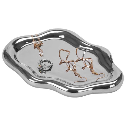 2PCS  Luxury Ceramic Jewelry Display Tray Organizer Plate Storage Large Decor AU
