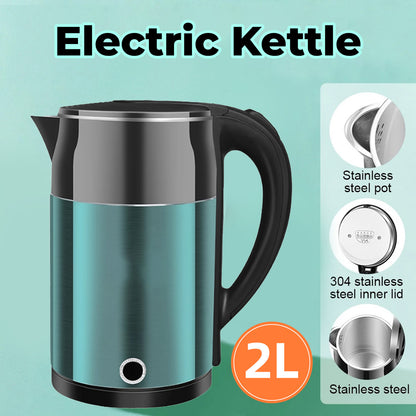 Home Smart Stainless Steel Electric Kettle 2L Double Layer Anti Scald Safe AU
