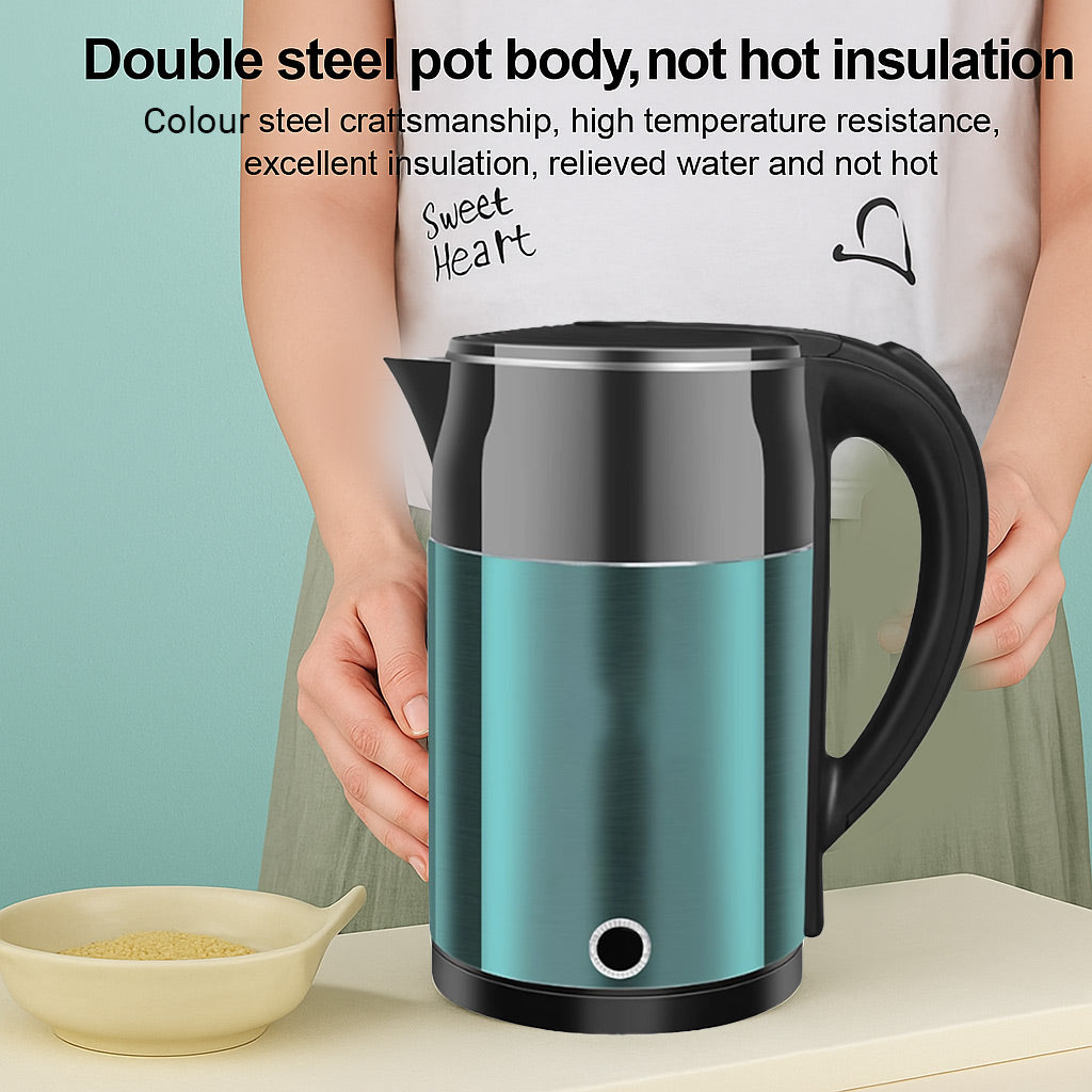 Home Smart Stainless Steel Electric Kettle 2L Double Layer Anti Scald Safe AU