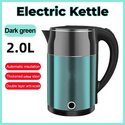 Home Smart Stainless Steel Electric Kettle 2L Double Layer Anti Scald Safe AU