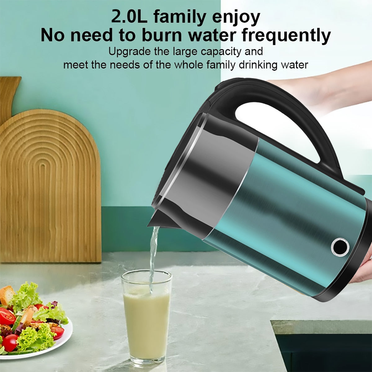 Home Smart Stainless Steel Electric Kettle 2L Double Layer Anti Scald Safe AU