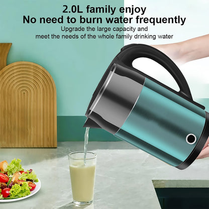 Home Smart Stainless Steel Electric Kettle 2L Double Layer Anti Scald Safe AU