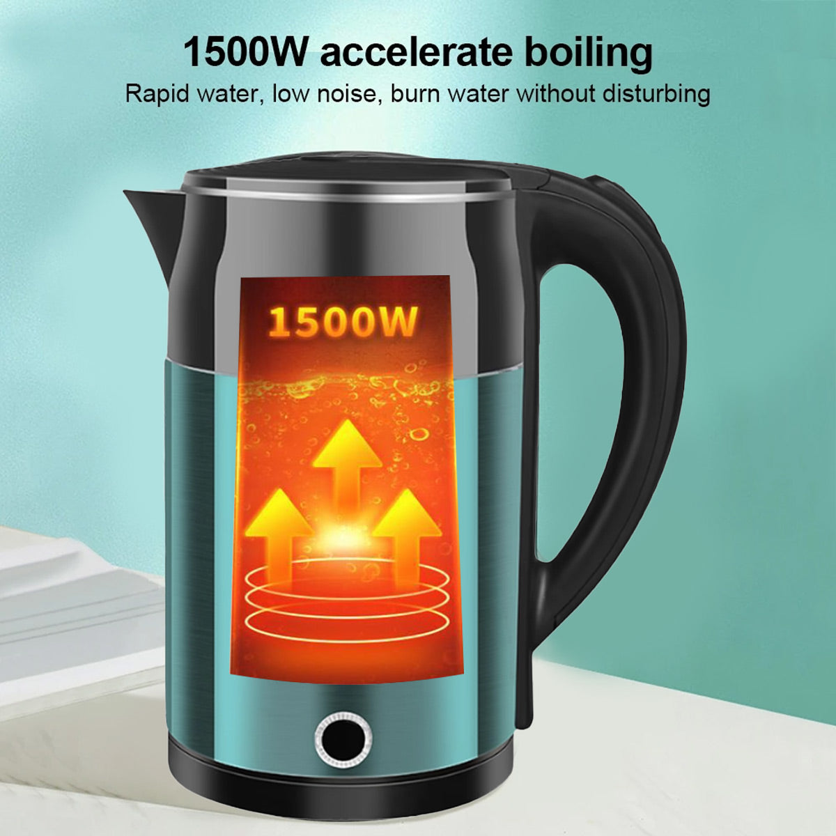 Home Smart Stainless Steel Electric Kettle 2L Double Layer Anti Scald Safe AU