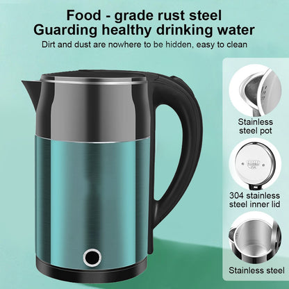 Home Smart Stainless Steel Electric Kettle 2L Double Layer Anti Scald Safe AU