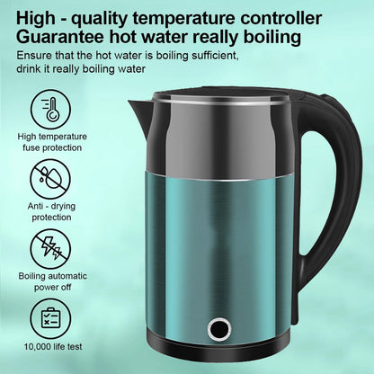 Home Smart Stainless Steel Electric Kettle 2L Double Layer Anti Scald Safe AU