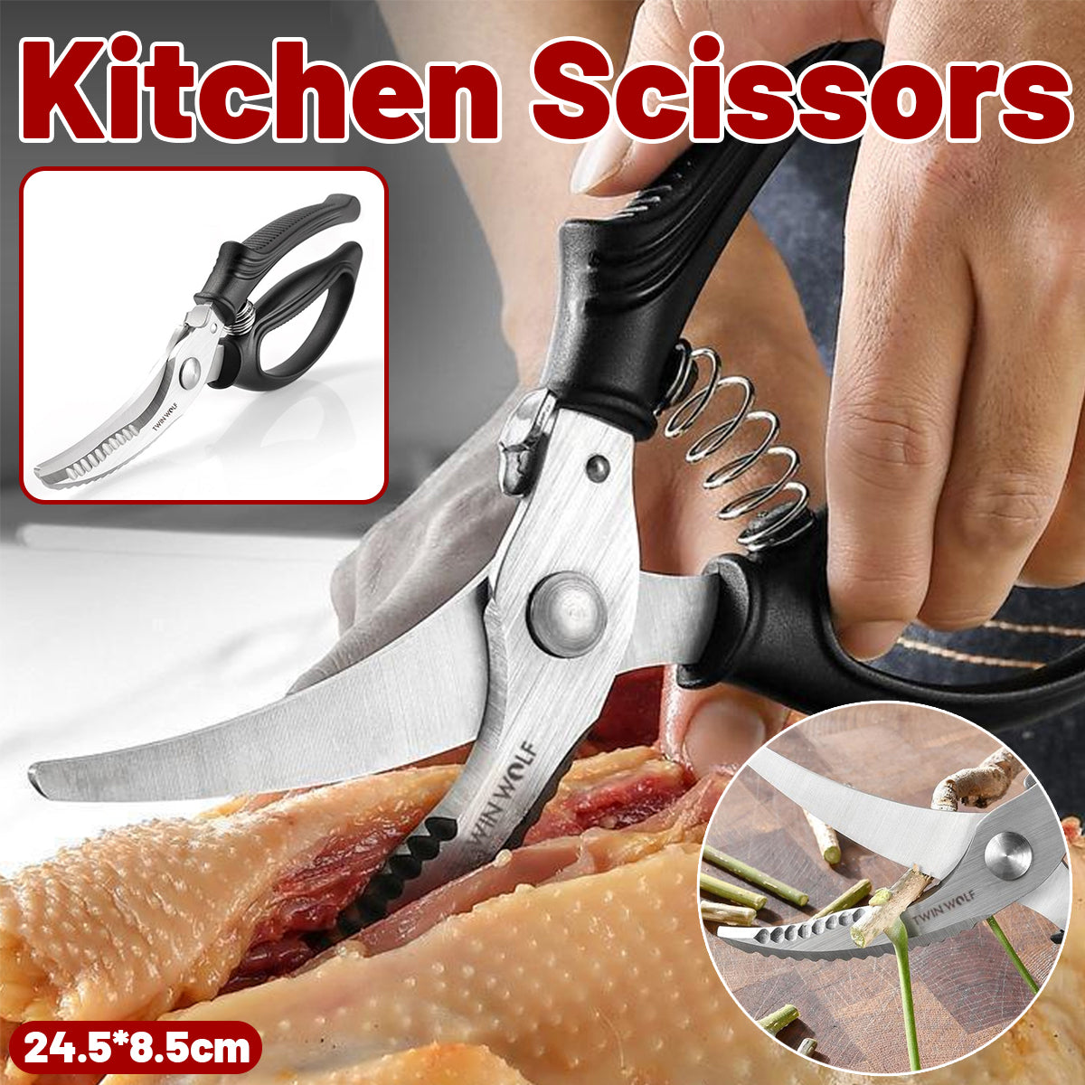 Kitchen Scissors Shears Multi-Purpose Stainless Steel Sharp Chicken Bone