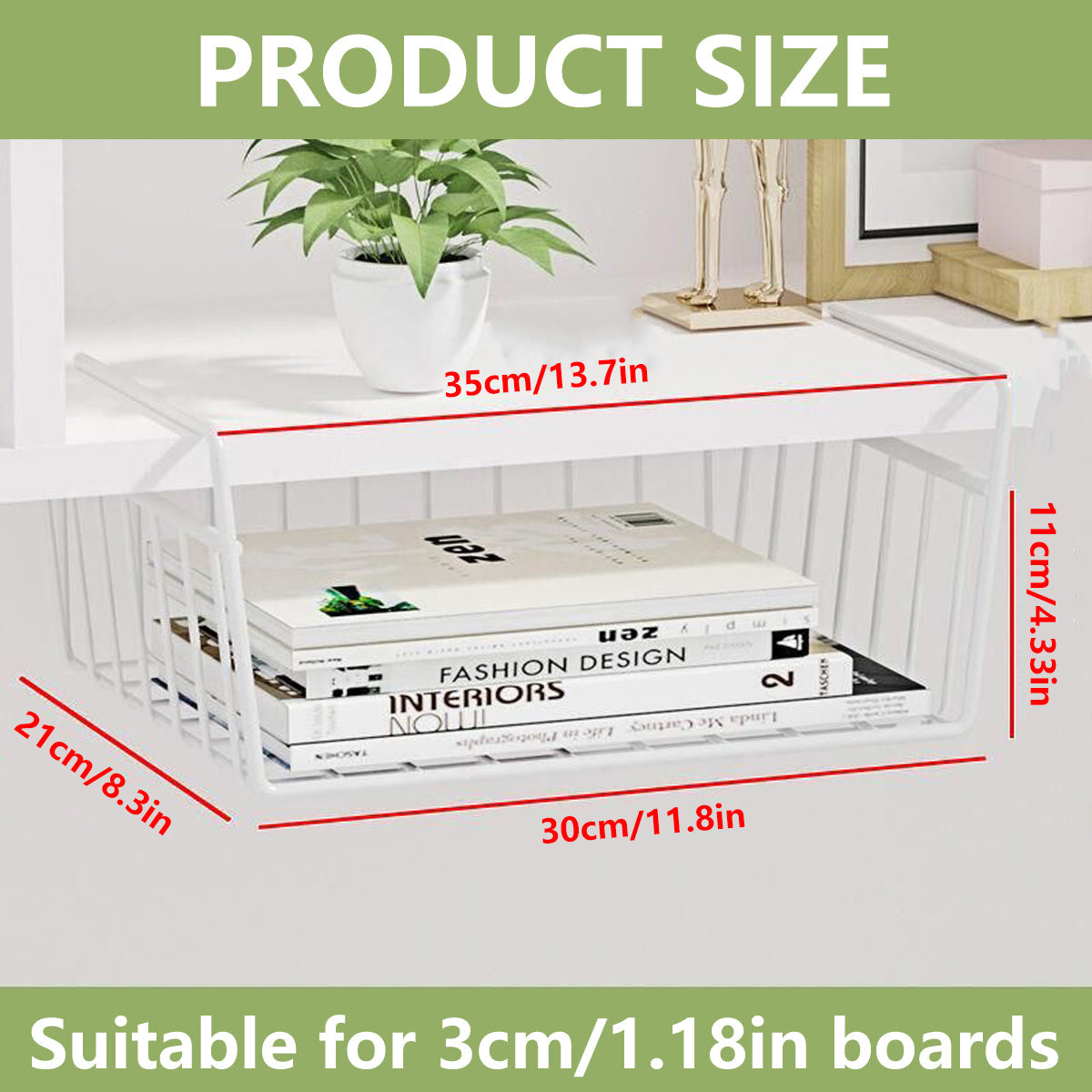 3 Pcs Under Shelf Wire Baskets for Storage – Product View 3