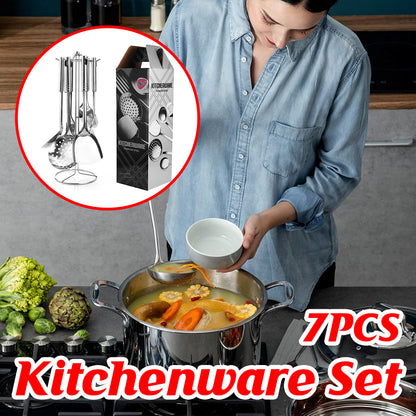 Stainless Steel Thickened 7PC Kitchen Utensils Set Heat Resistant Cooking Tools