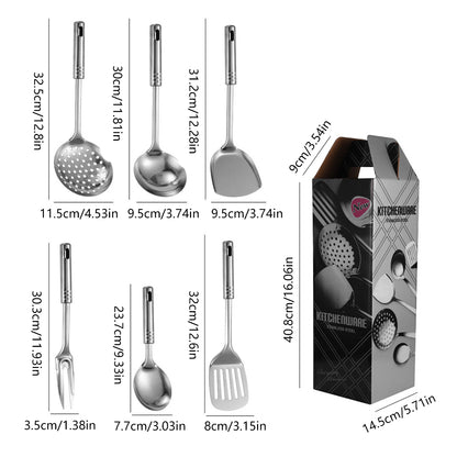 Stainless Steel Thickened 7PC Kitchen Utensils Set Heat Resistant Cooking Tools