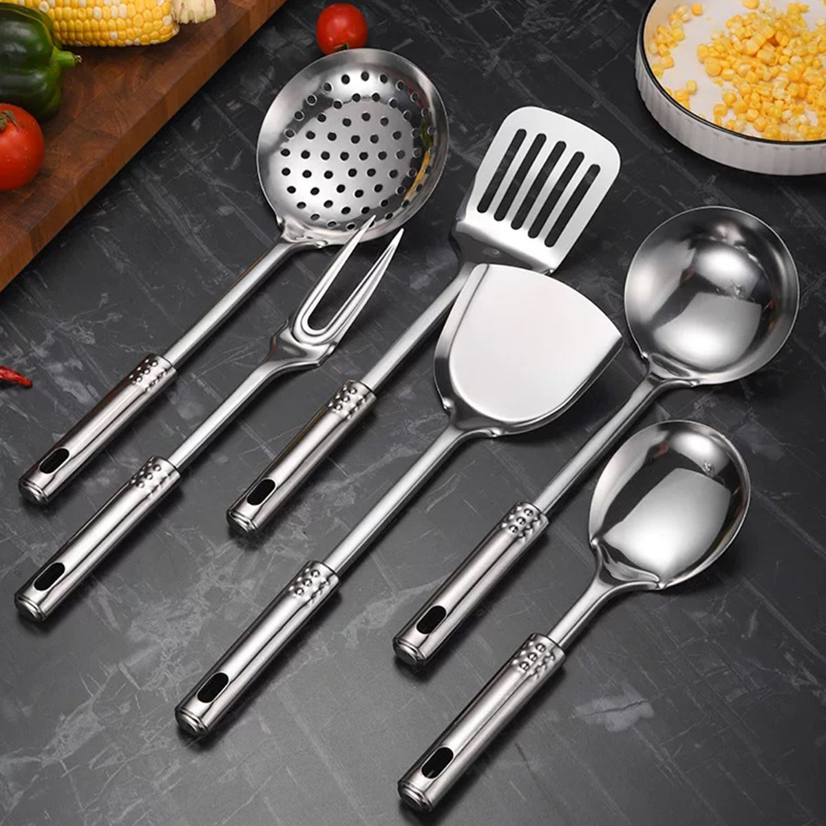 Stainless Steel Thickened 7PC Kitchen Utensils Set Heat Resistant Cooking Tools