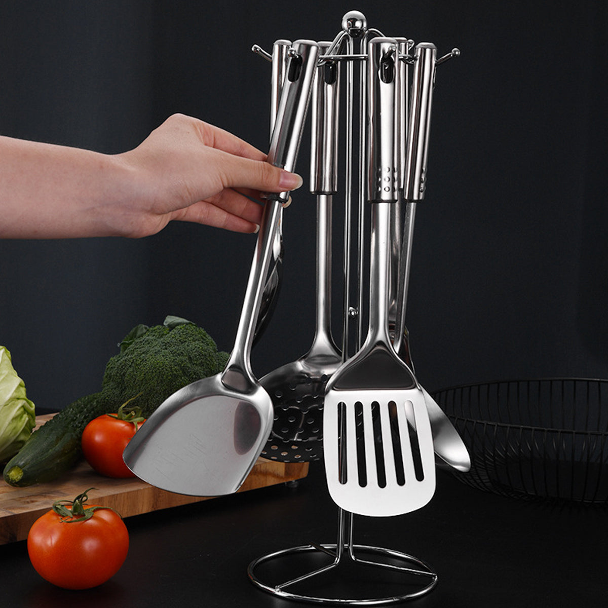 Stainless Steel Thickened 7PC Kitchen Utensils Set Heat Resistant Cooking Tools