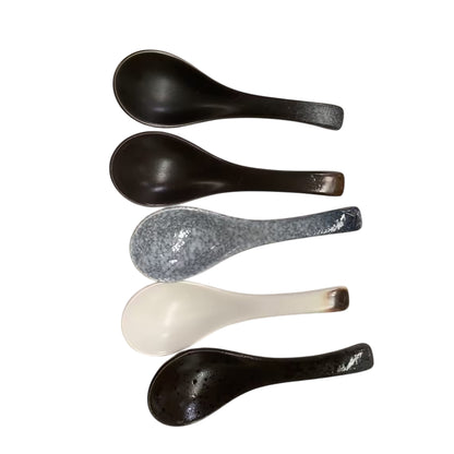 Ceramic Soup Spoons for Kitchen Cooking and Serving Set of 5