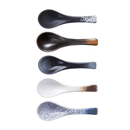 Ceramic Soup Spoons for Kitchen Cooking and Serving Set of 5