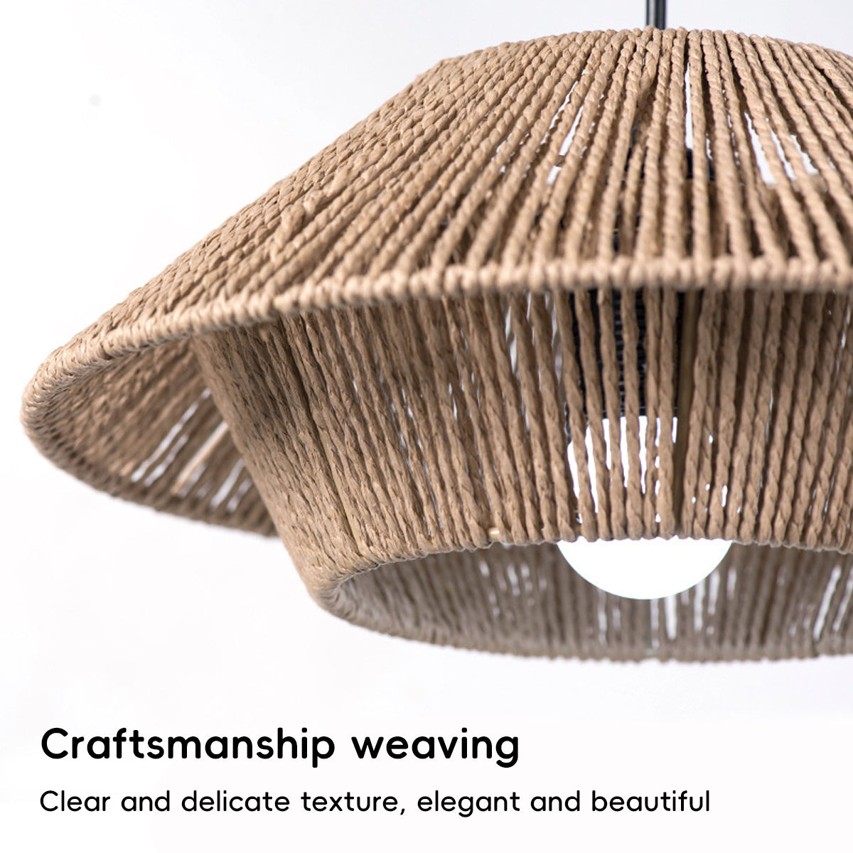 Hand Woven Paper Rope Lampshade Vintage Pendant Cover
