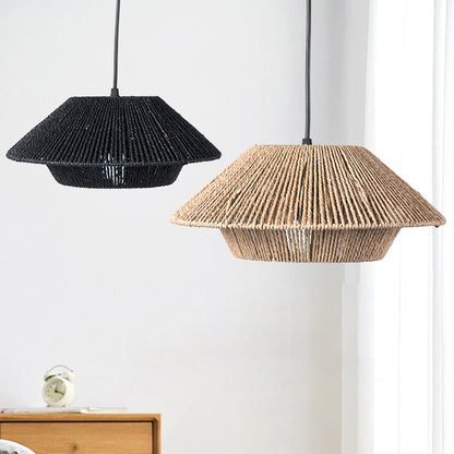 Hand Woven Paper Rope Lampshade Vintage Pendant Cover