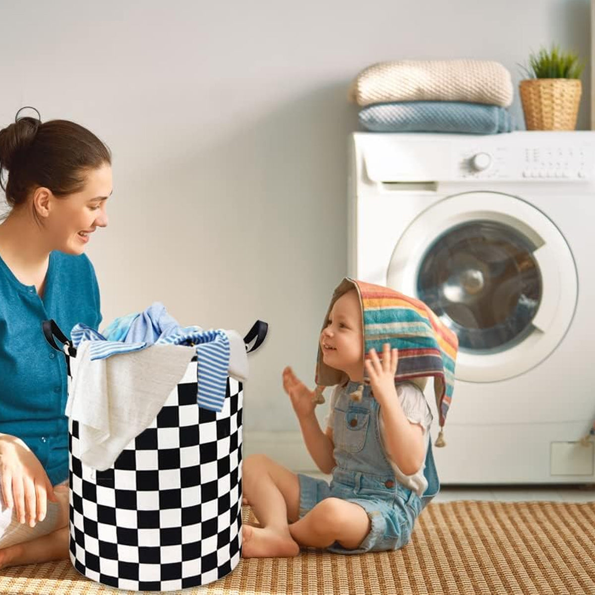 Foldable Waterproof Laundry Basket with Reinforced Handles