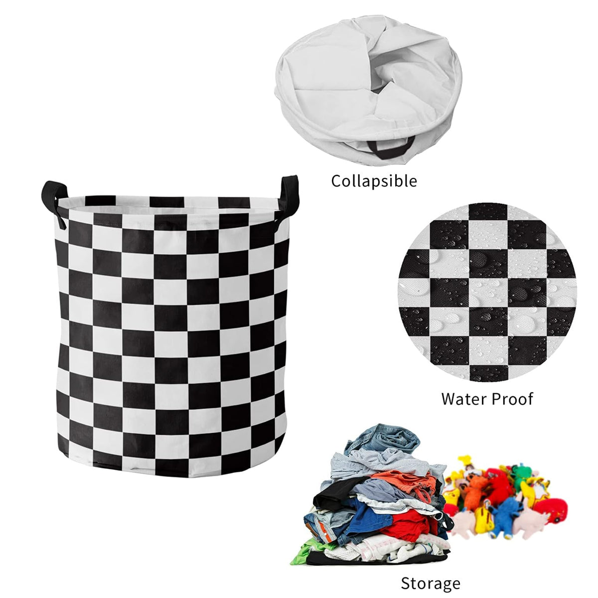 Foldable Waterproof Laundry Basket with Reinforced Handles