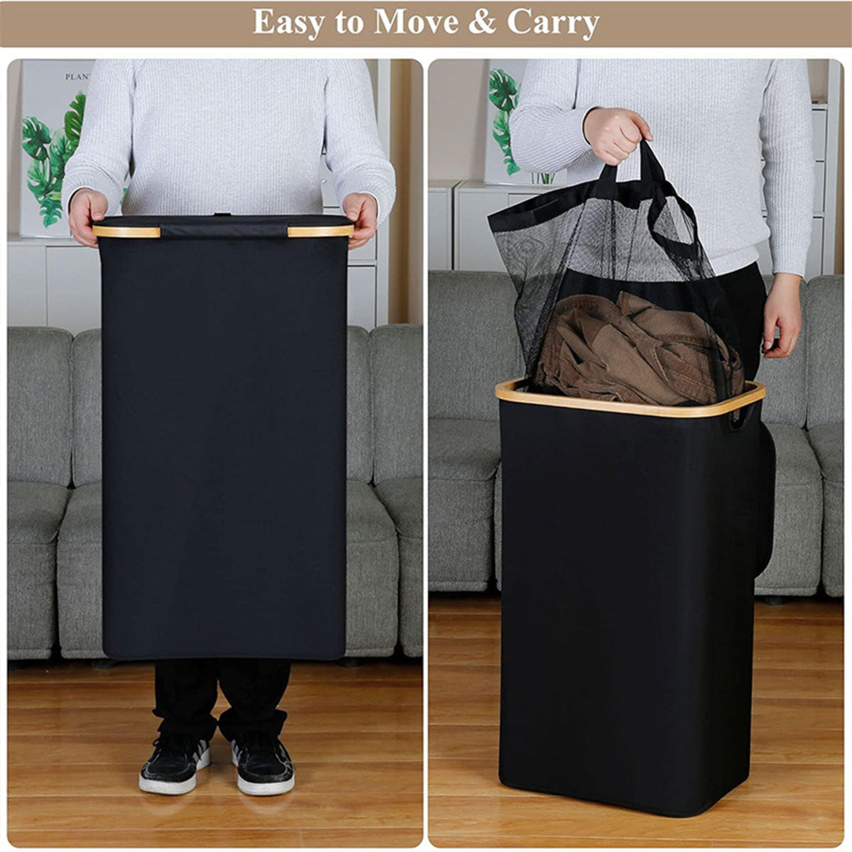 Laundry Basket Large with Lid and Removable Washable Inner Bag