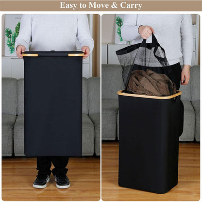 Laundry Basket Large with Lid and Removable Washable Inner Bag