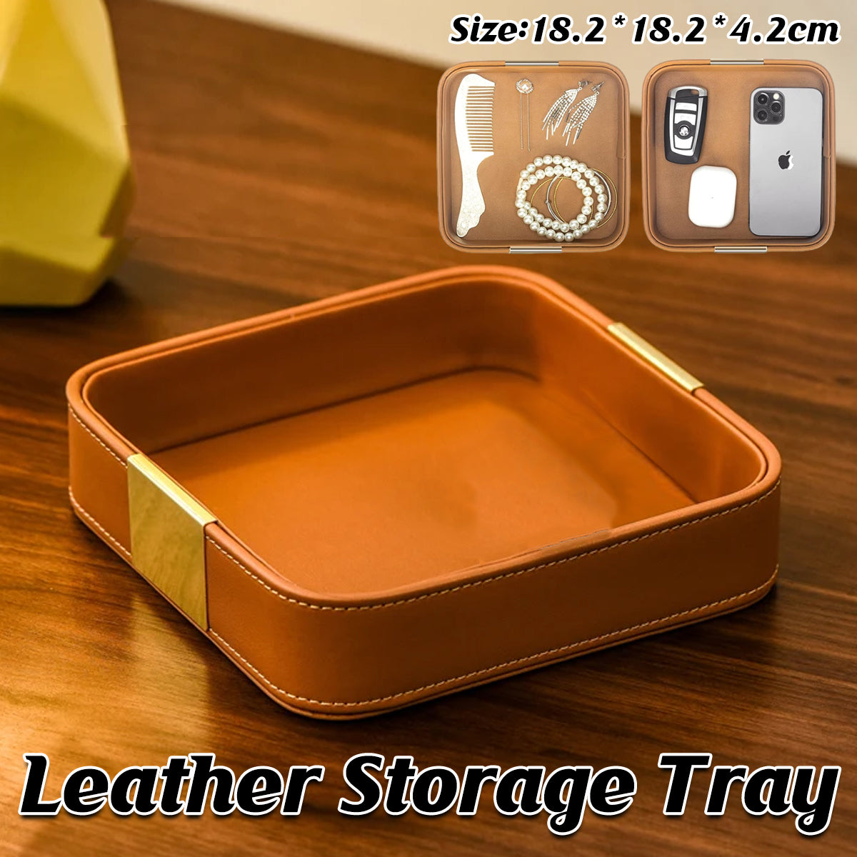 Leather Desktop Storage Tray Key Organizer Entryway Cosmetic Clutter Tray AU