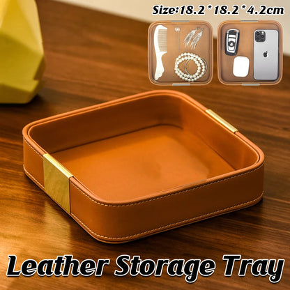 Leather Desktop Storage Tray Key Organizer Entryway Cosmetic Clutter Tray AU