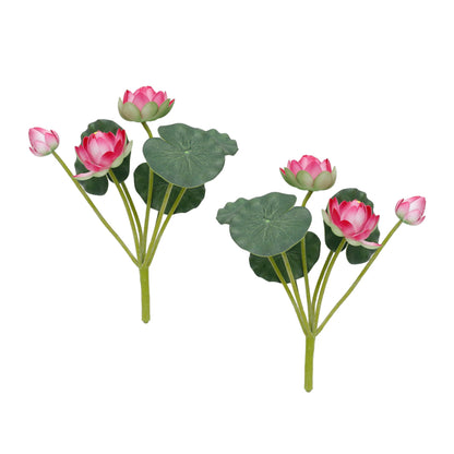 2PCS Simulation Lotus Flower  Water Lily Decoration EVA Small Artificial Plant