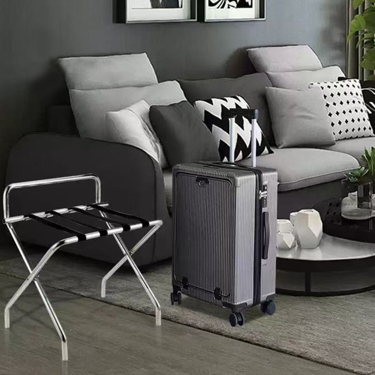 Stainless Steel Foldable Luggage Rack for Guest Rooms