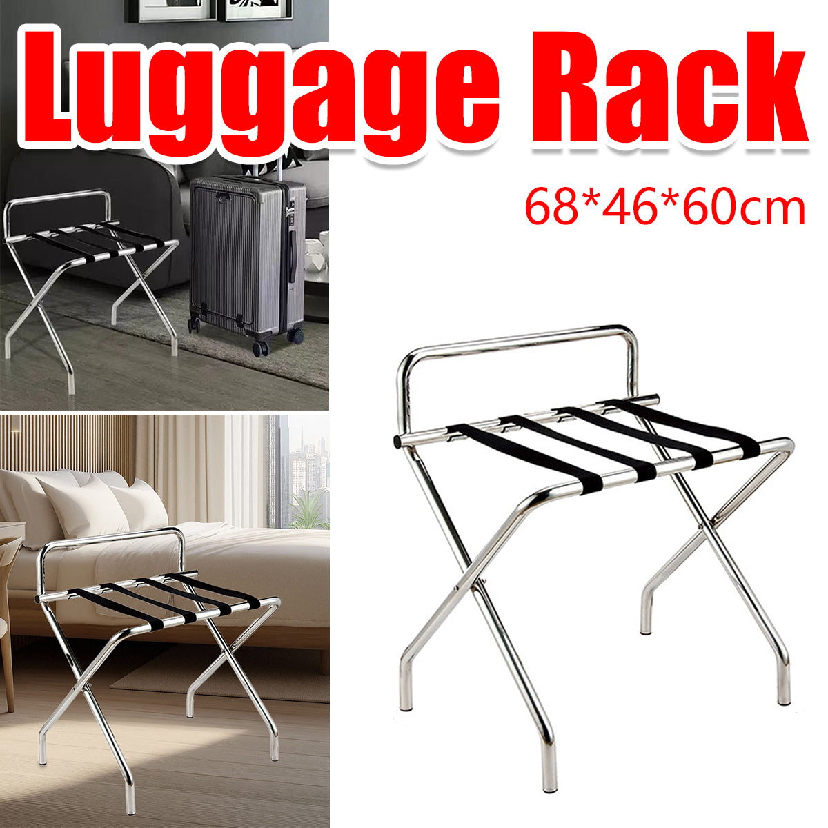Stainless Steel Foldable Luggage Rack for Guest Rooms