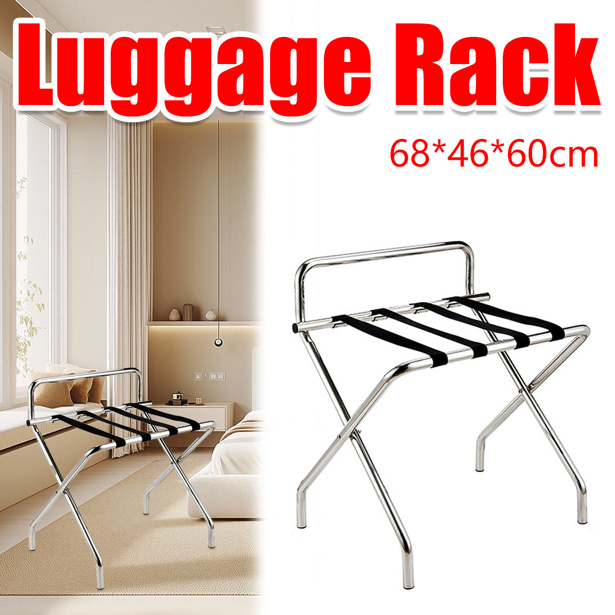 Stainless Steel Foldable Luggage Rack for Guest Rooms
