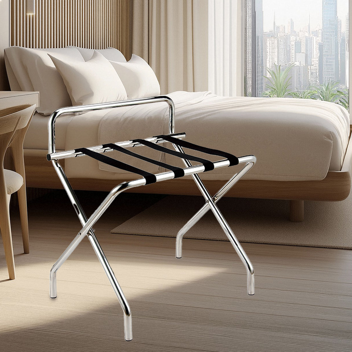 Stainless Steel Foldable Luggage Rack for Guest Rooms