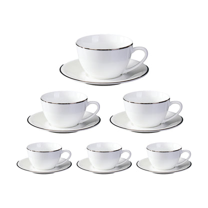 6 Piece Ceramic Coffee Cup and Saucer Set Apricot Tea