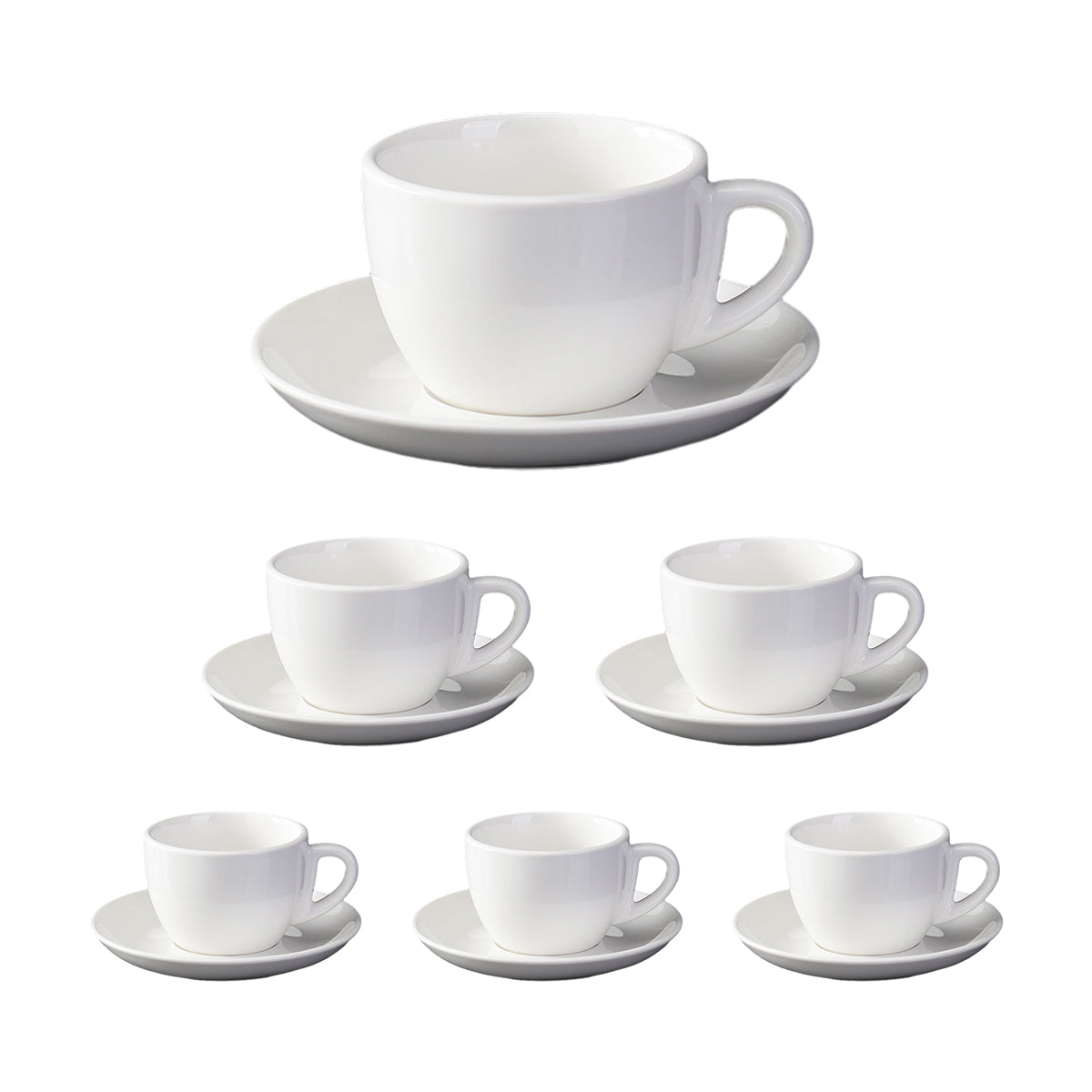 6 Piece Ceramic Coffee Cup and Saucer Set Apricot Tea