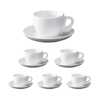6 Piece Ceramic Coffee Cup and Saucer Set Apricot Tea