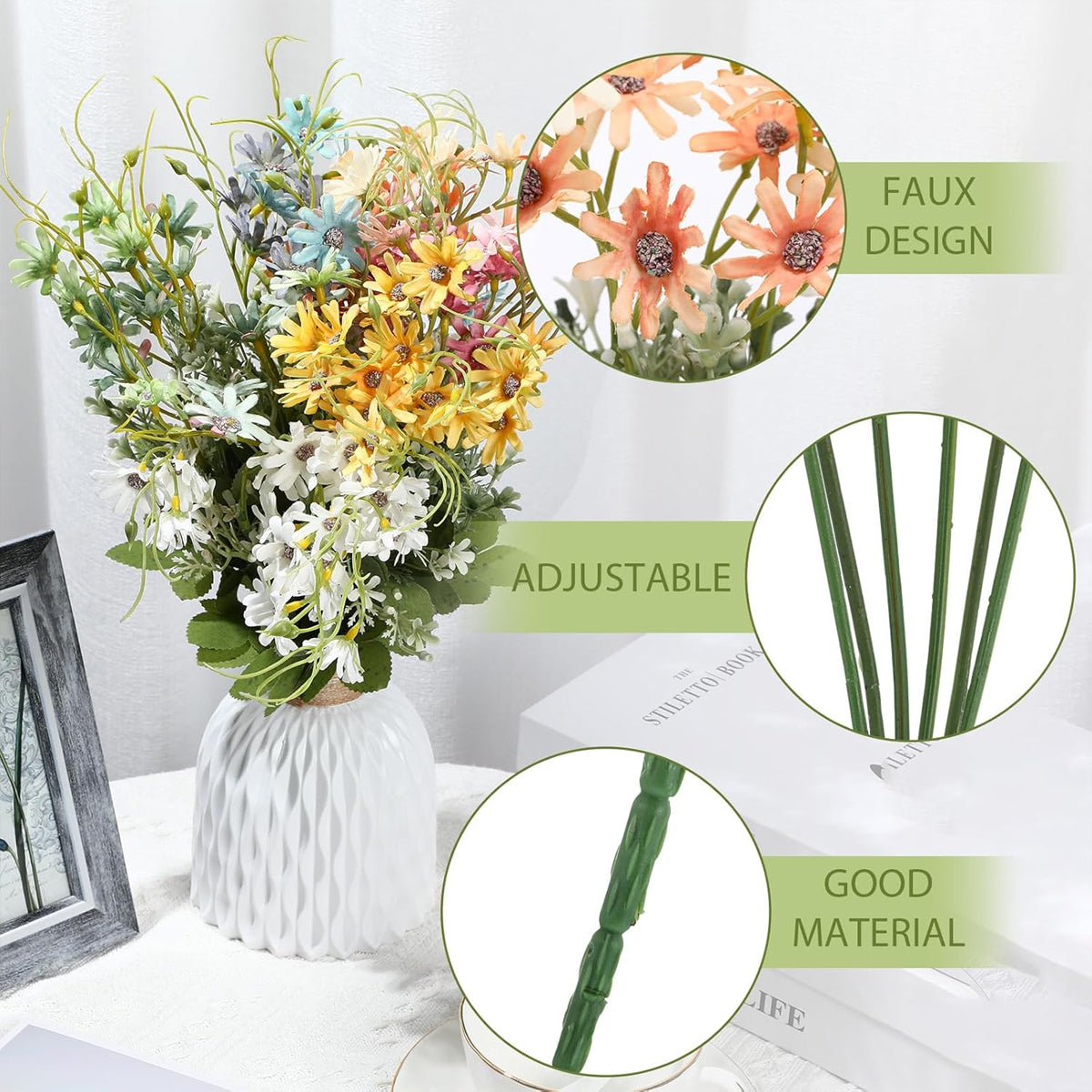 6x Artificial Small Soft Chrysanthemum Home Office Daisy Flower Party Decor DIY