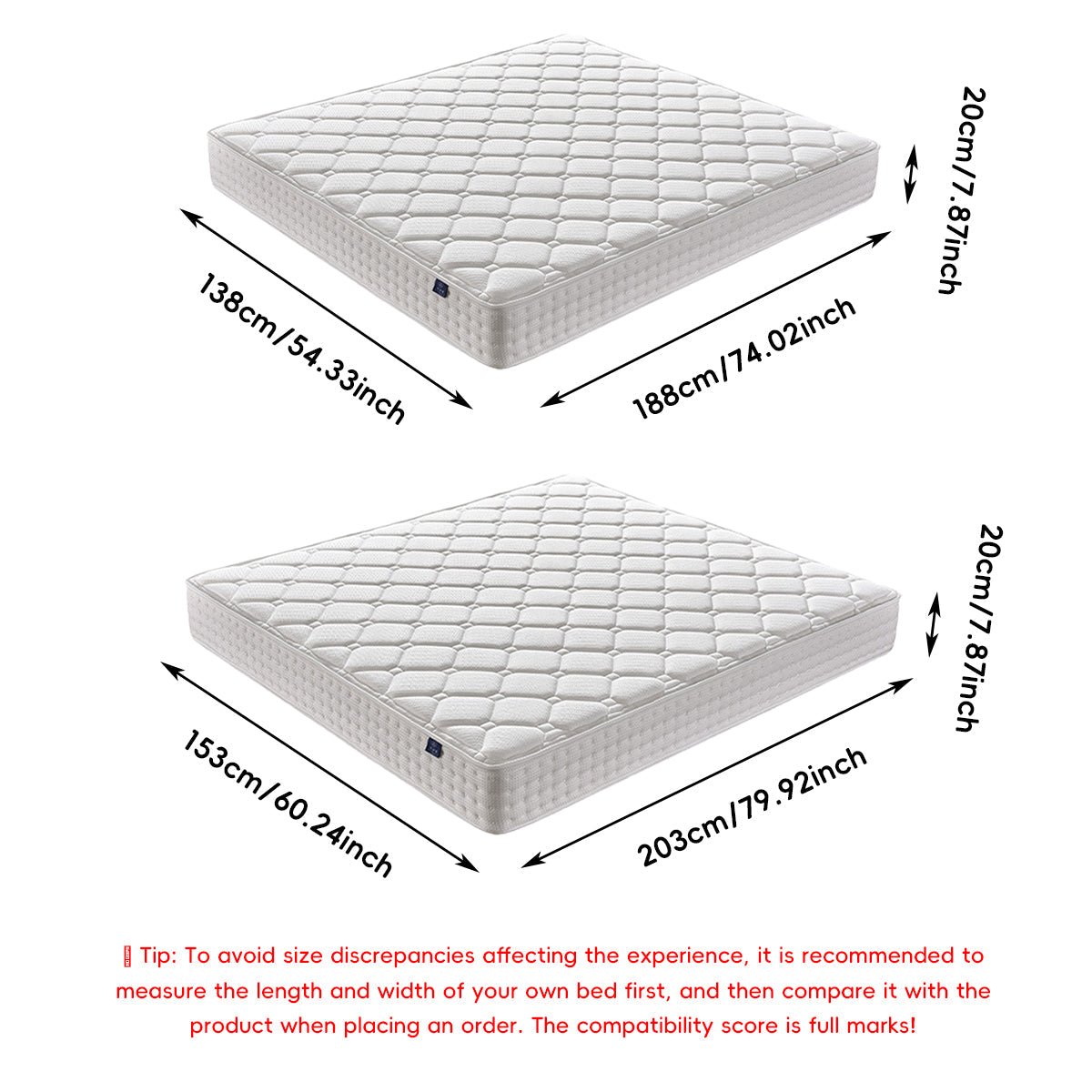 Compressed Hotel Mattress in Double or Queen Size – Product View 3