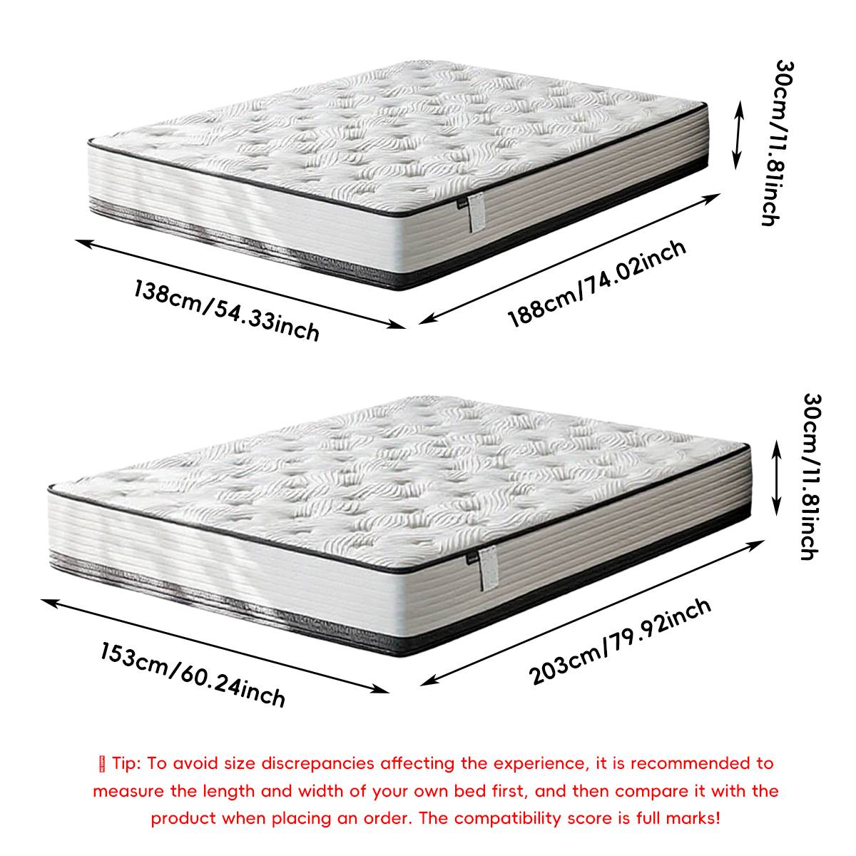 Memory Foam Mattress Topper with Pressure Relief Support
