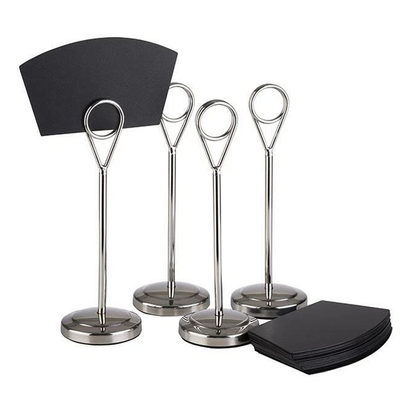 4PCS Stainless Steel Table Card Holders Wedding Restaurant Menu Stand Display