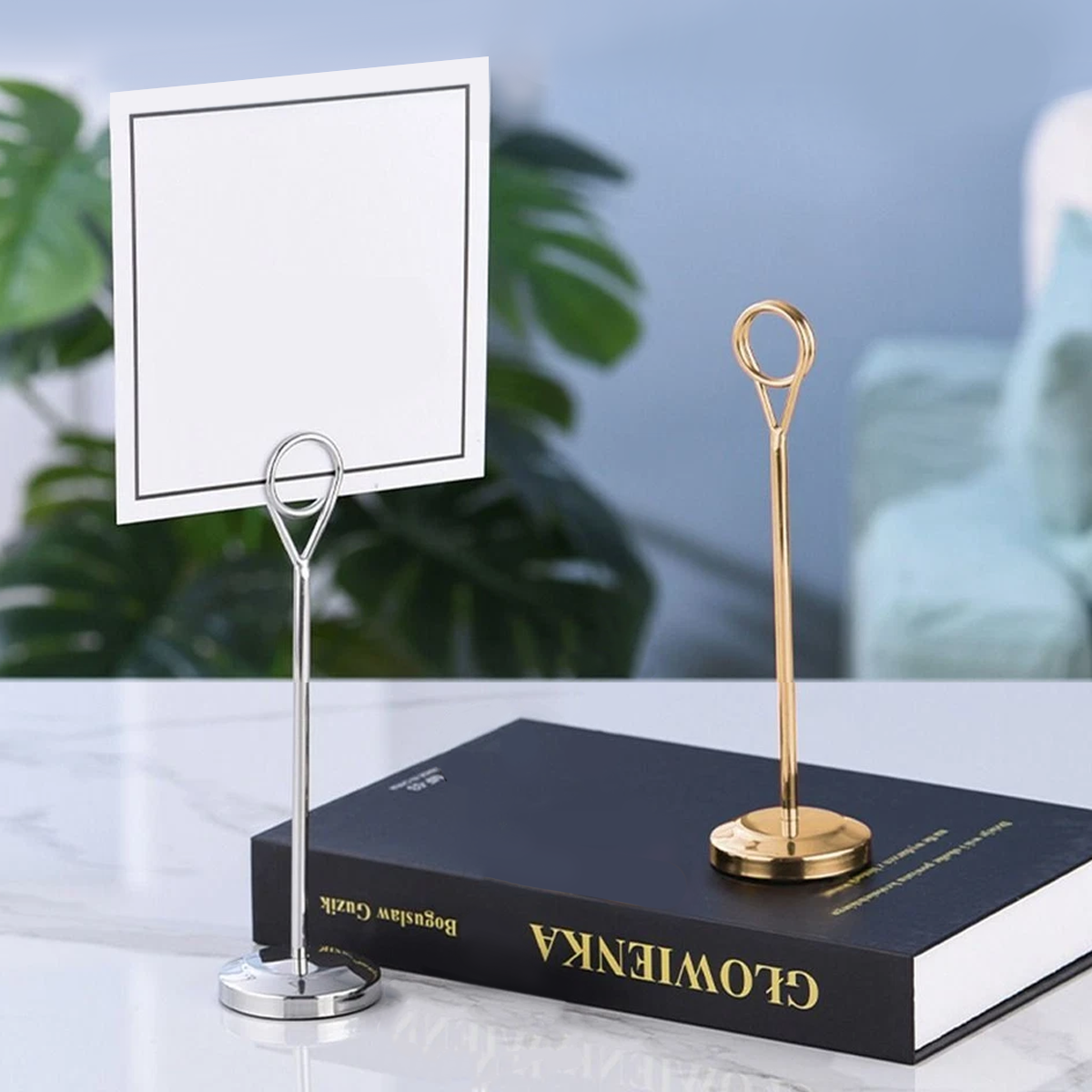 4PCS Stainless Steel Table Card Holders Wedding Restaurant Menu Stand Display