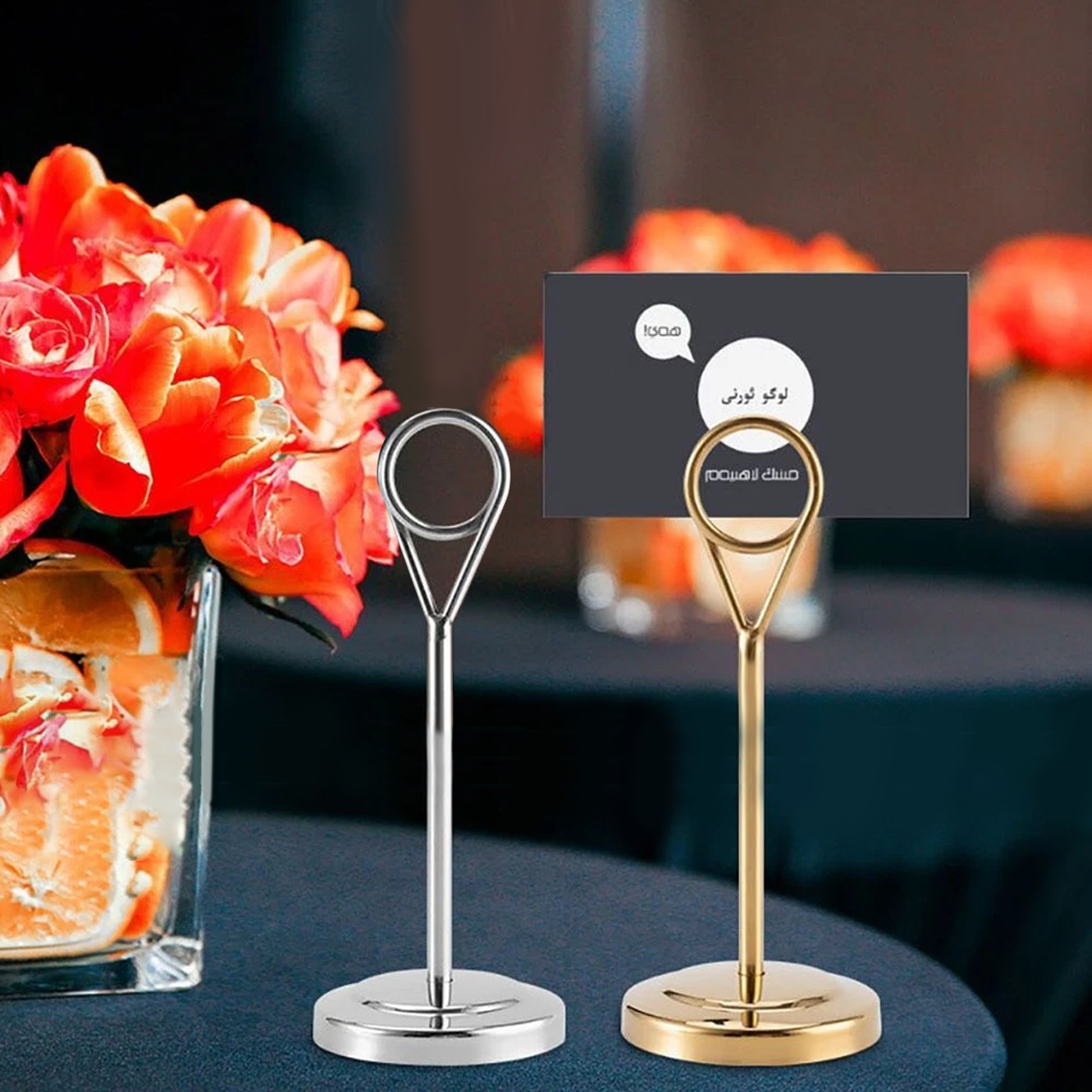 4PCS Stainless Steel Table Card Holders Wedding Restaurant Menu Stand Display