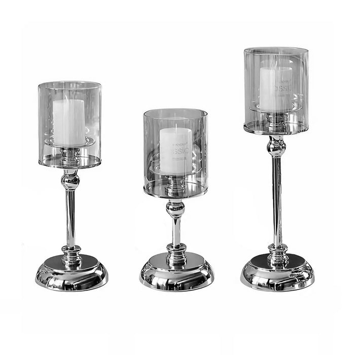 Metal and Glass Candlestick Holder for Tables
