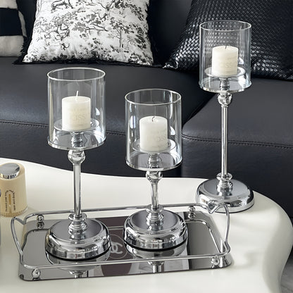 Metal Glass Candlestick Holder Decorative Table Ornaments Modern Home Decor